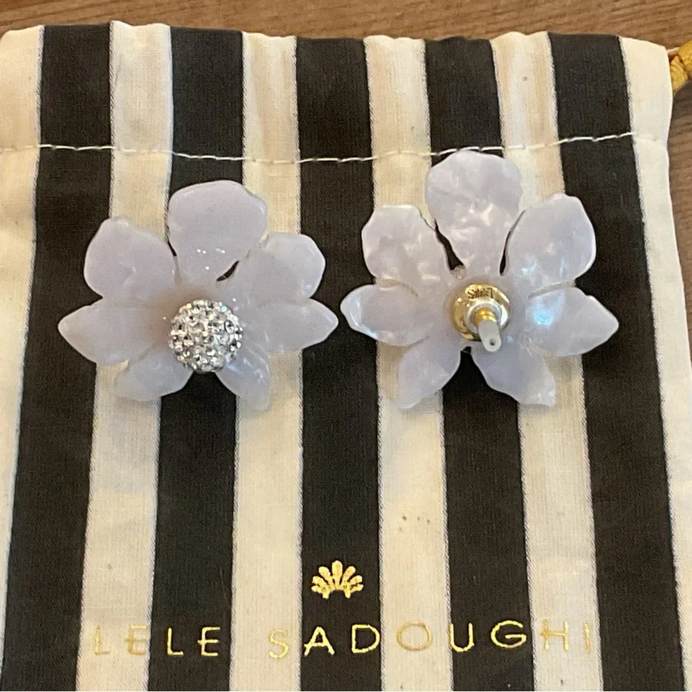 Lele Sadoughi Mother of Pearl Crystal Lily‎ Button Earrings